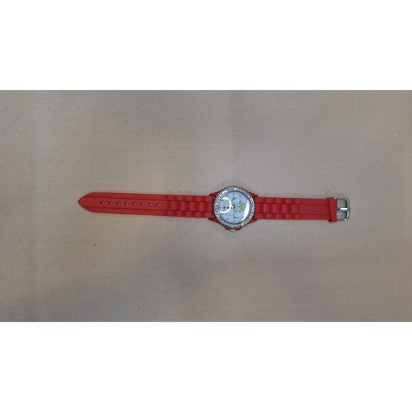 Silicone Holiday Geneva Watch with White Dial Red Band Snowman, XMas - Picture 2 of 6